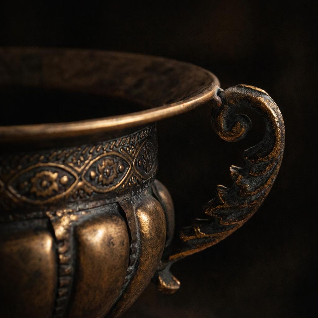 Cast Bronze Urn Planter Vessel