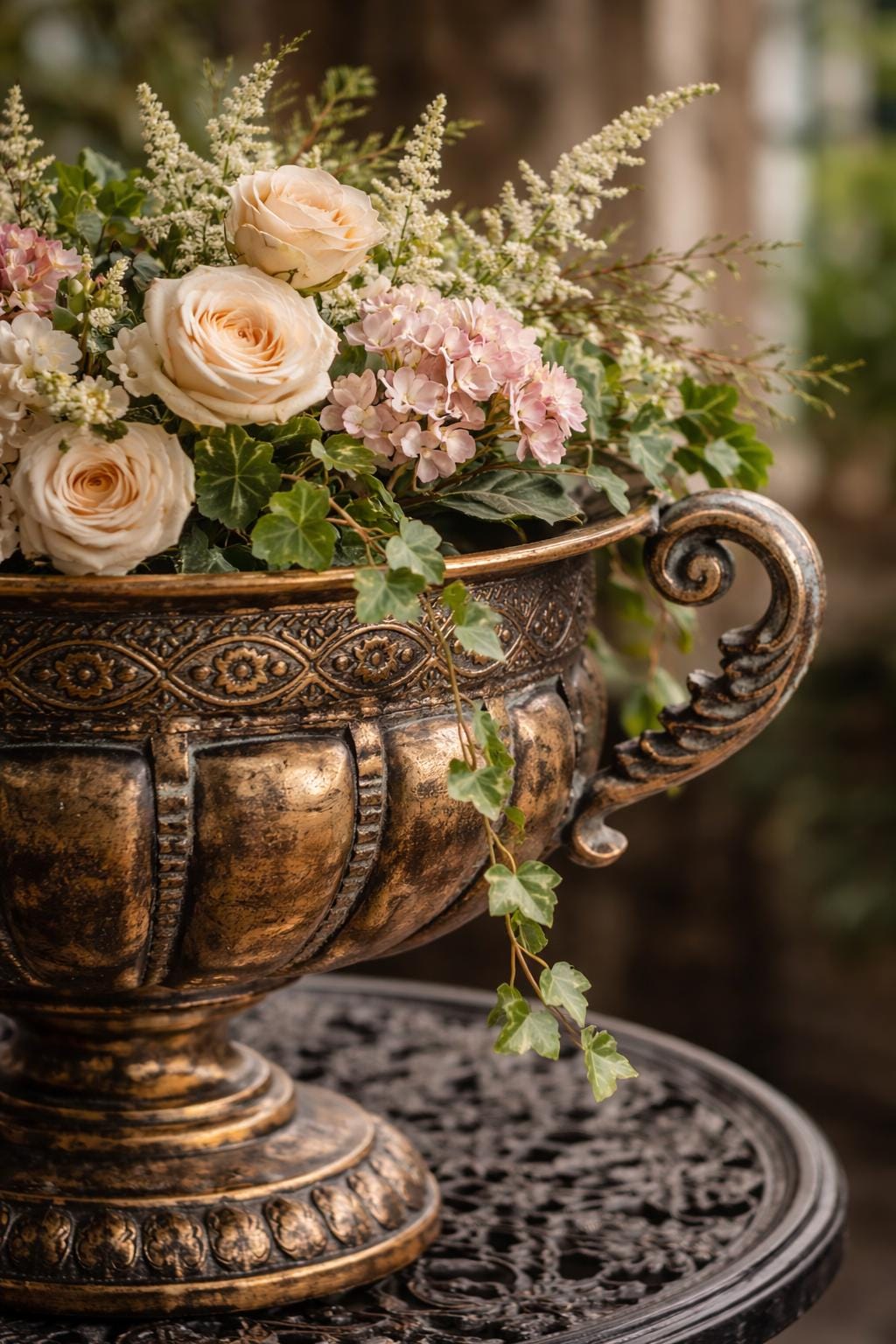 Cast Bronze Urn Planter Vessel