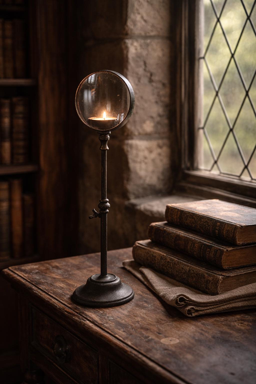 Iron Candle Holder with Magnifier